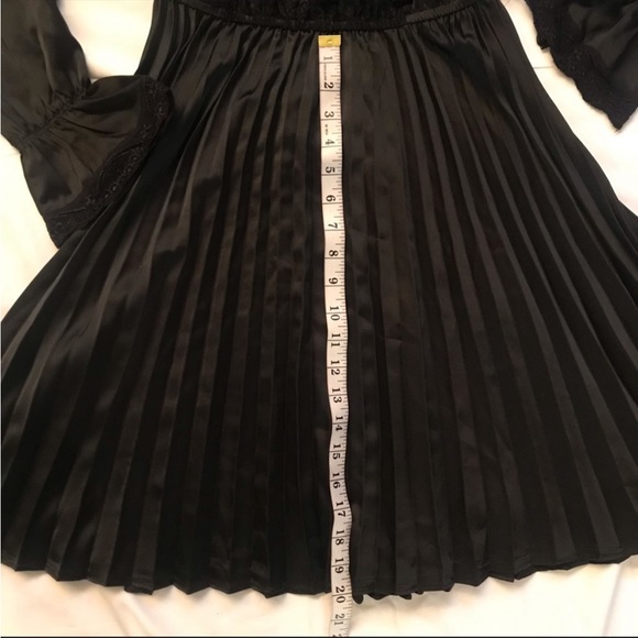 Victorian Goth High-necked Pleated Satin Black Party Dress by Moves - Picture 10 of 14